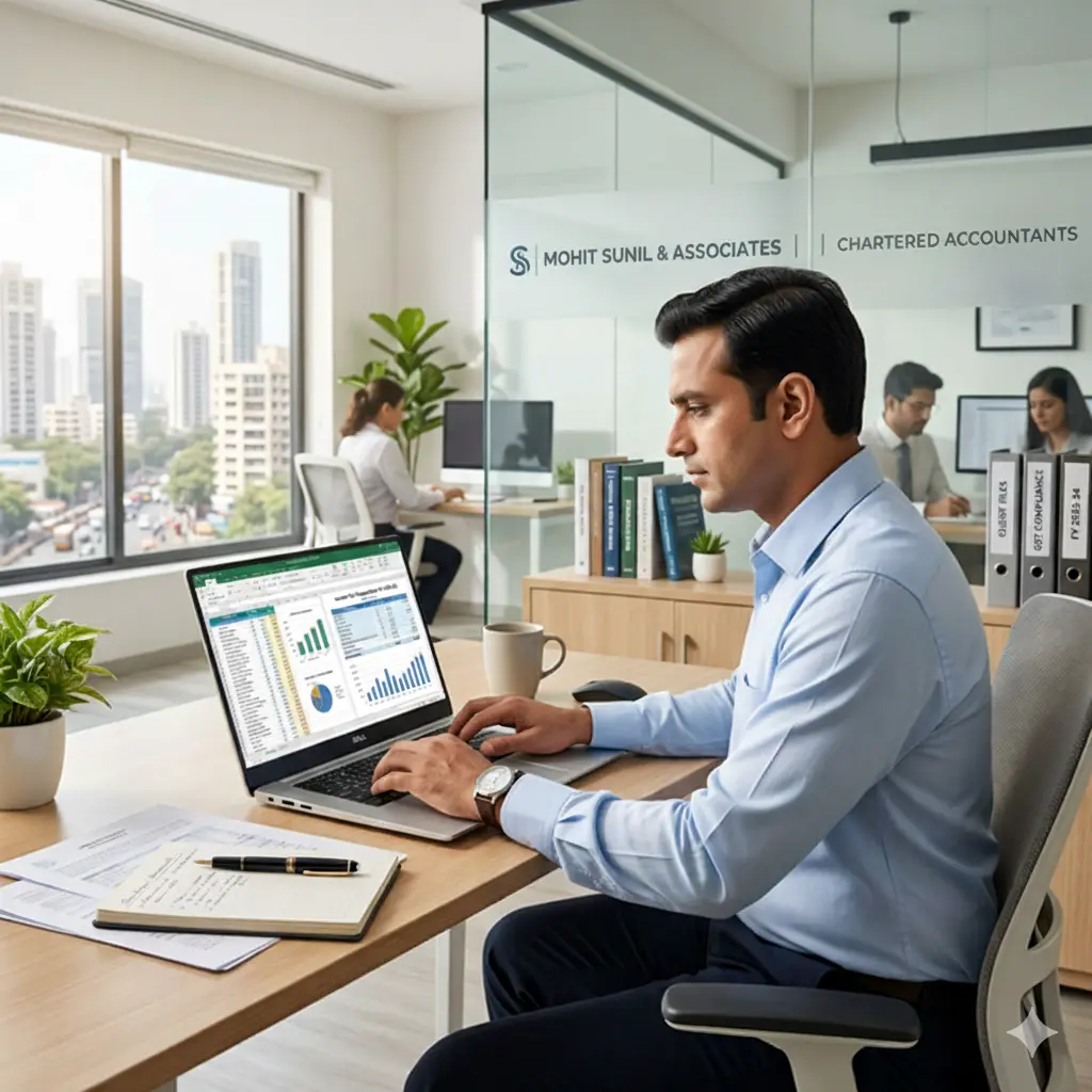 Professional Chartered Accountant in Modern Indian Office